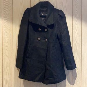 Guess Black Pea Coat with Bow